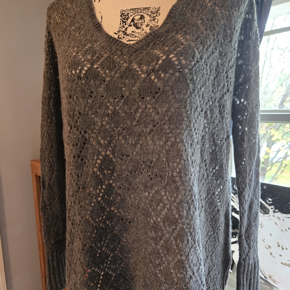 Calypso St. Barth Charcoal V-Neck Cashmere Sweater